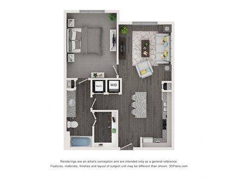 this is a 3d floor plan of a 2100 sq ft apartment